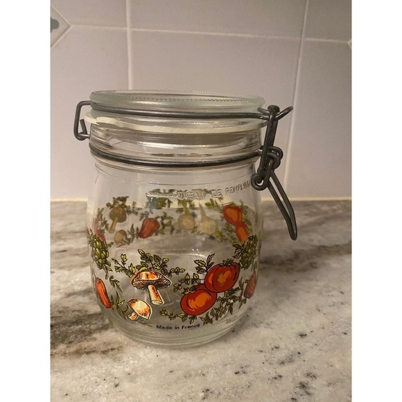 Other - Vintage Mushroom and veggie glass French Jar